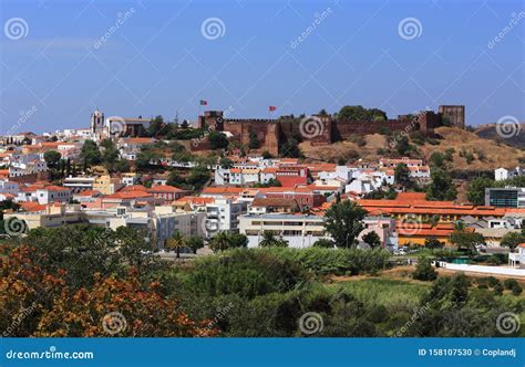 Portugal Região Do Algarve Visão Panorâmica Da Cidade Histórica De