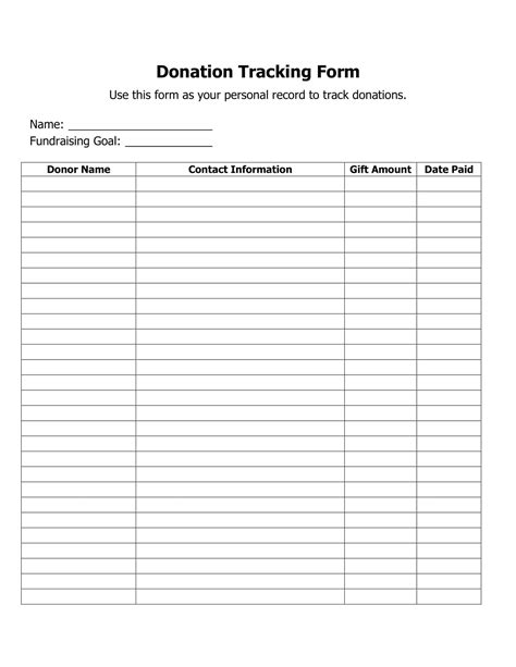 Free Printable Donation Tracker Templates Excel Pdf Word