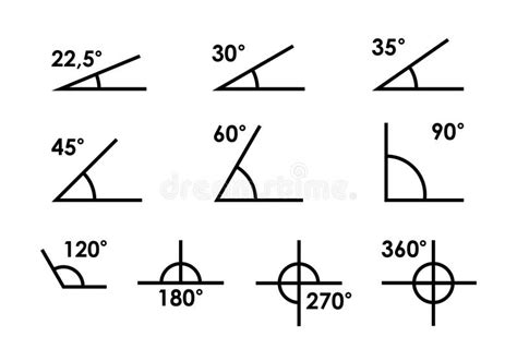 Angle Of 180 45 30 90 Degrees Vector Illustration The Symbol Of