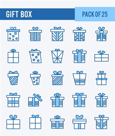 Premium Vector 25 Gift Box Two Color Icons Pack Vector Illustration