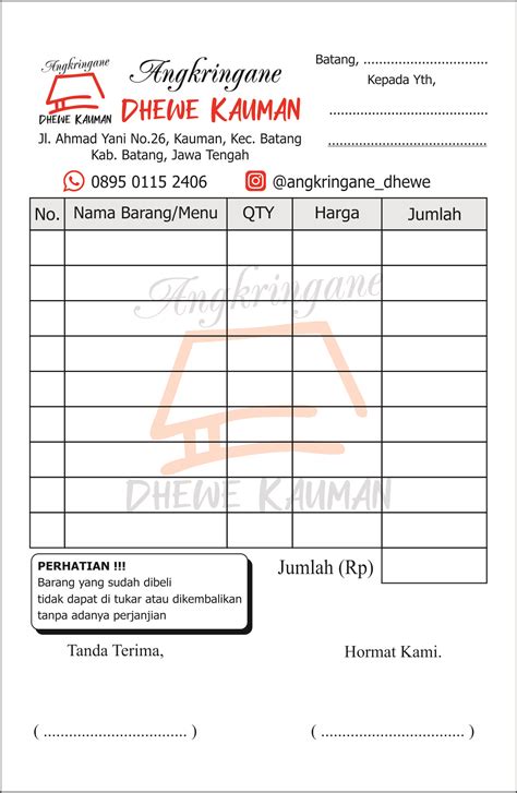 NOTA CUSTOM NOTA OLSHOP NAMA SENDIRI 2 PLY MIN 4 BUKU NOTA