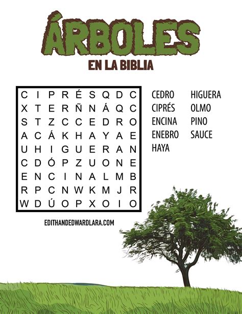 Sopa De Letras Árboles En La Biblia Ebi Heaven Word Search Puzzle