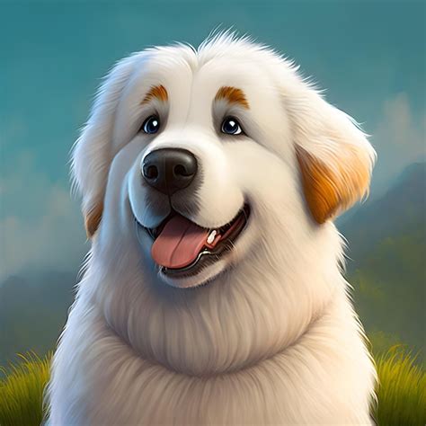 Premium Photo | Super cute great pyrenees in the style of pixar cartoon ...