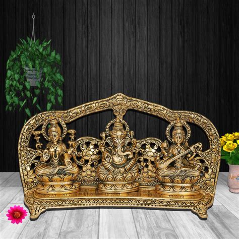 Nexplora Industries Pvt Ltd Metal Laxmi Ganesh Saraswati Idol Large