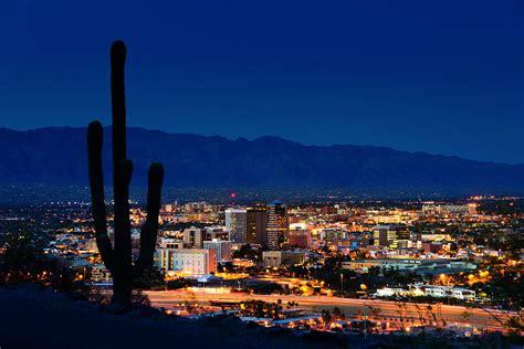 Tucson Arizona At Night Framed By Photograph By Dszc Fine Art America