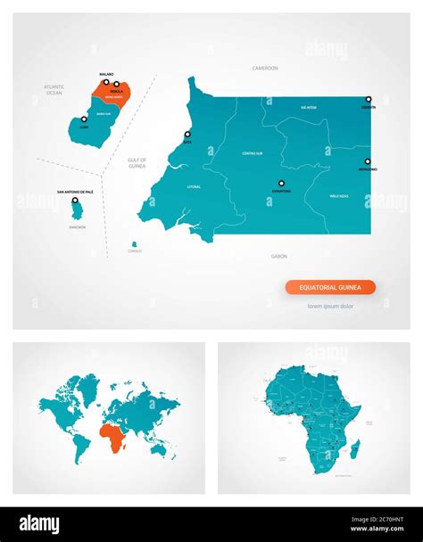 Editierbare Vorlage der Karte von Äquatorialguinea mit Markierungen