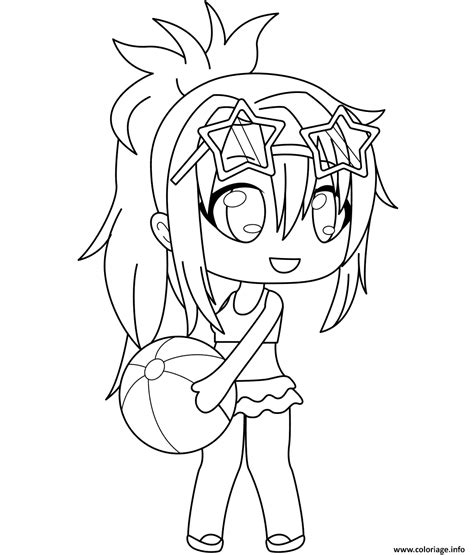 Coloriage Gacha Life Summer Beach Ball Girl Dessin Gacha Life à Imprimer