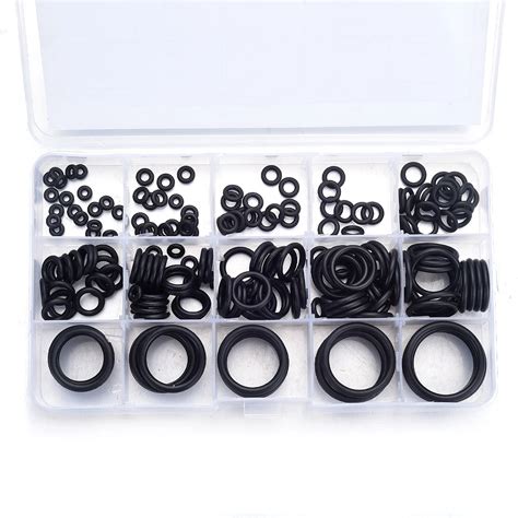 200Pcs 15 Sizes O Ring Rubber O Ring Washer Seals Watertightness Assortment Kit Mini Round Black ...