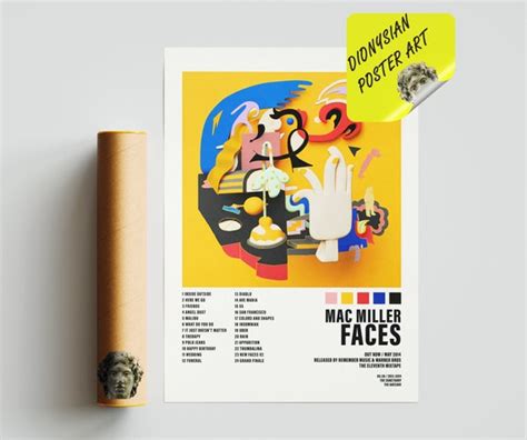 Mac Miller Faces Poster Album Cover Poster Tracklist Etsy