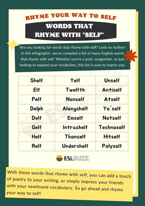 Words that Rhyme with Self to Unlock Your Vocabulary Potential - ESLBUZZ