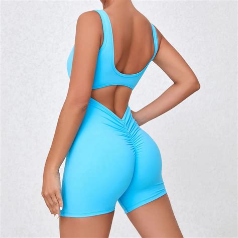 One Piece Workout Jumpsuits for Women Sleeveless Backless Tummy Control