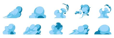 Premium Vector | Set of cartoon cloud in a flat design Blue fog cloud ...