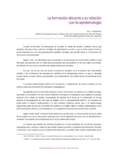 La Formaci N Docente Y Su Relaci N Con La Epistemolog A La Formaci