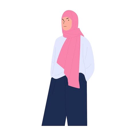 Ilustra O Vetorial De Uma Mulher Mu Ulmana Hijab Vetor Premium