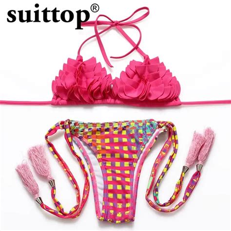 Suittop Bikini 2017 New Sexy Summer Solid Swimsuit Checkered Swimming