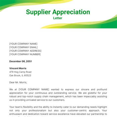 Supplier Appreciation Letter Template - Edit Online & Download Example ...