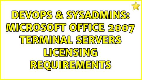 Devops Sysadmins Microsoft Office Terminal Servers Licensing