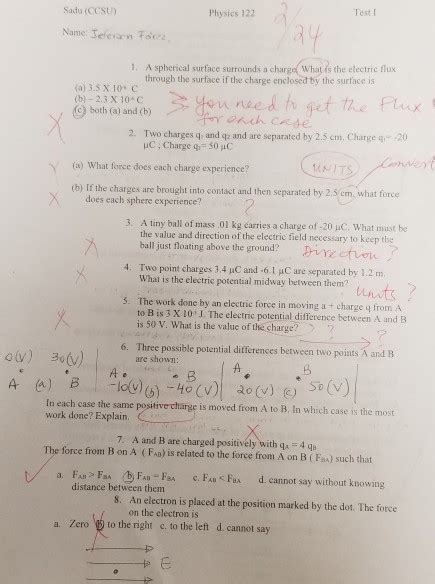 Solved Sadu Ccsu Physics 122 Test I Ay Name Jelern Tora