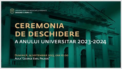 Festivitatea de deschidere a anului universitar la UMF Iași duminică