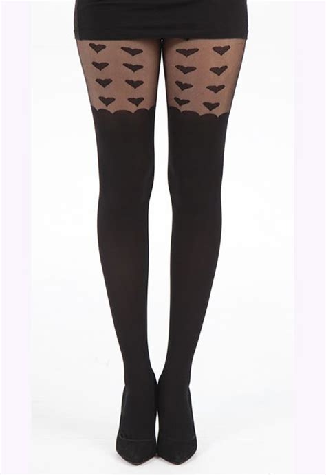 Tiffany Quinn Big Heart Sheer Scallop Suspender Tights Uk Tights