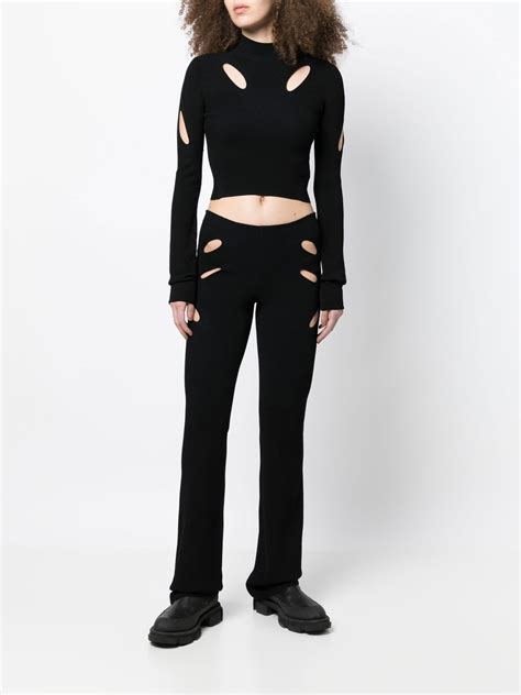 Dion Lee Cut Out Detail Cropped Knitted Top Black Farfetch