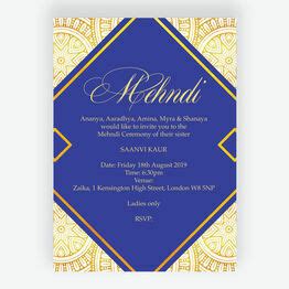 Royal Blue Gold Indian Asian Wedding Invitation From 0 90 Each