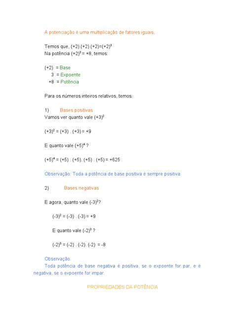 A Potenciação É Uma Multiplicação De Fatores Iguais Pdf