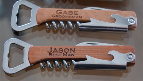 Personalized Wine/Beer Bottle Opener, Groomsmen Gifts, Engraved Wooden ...