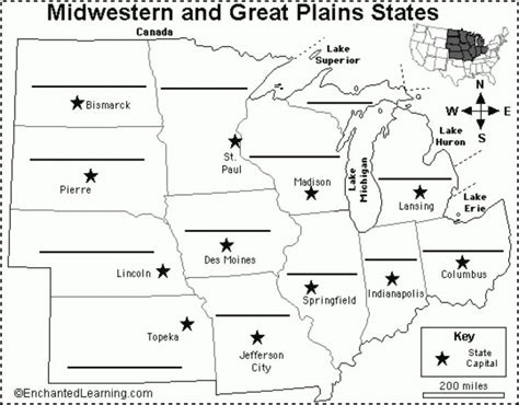 Midwest Map With Capitals | Label Midwestern Us States Printout ...