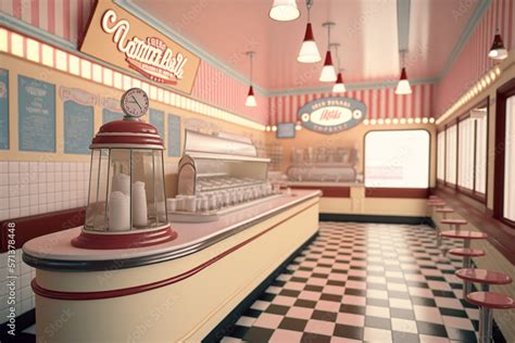 Interior Of An American Ice Cream Parlour S Style Generated With Ai