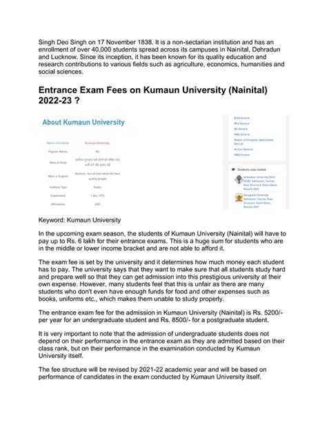 Kumaun University Nainital 2022 23 PDF