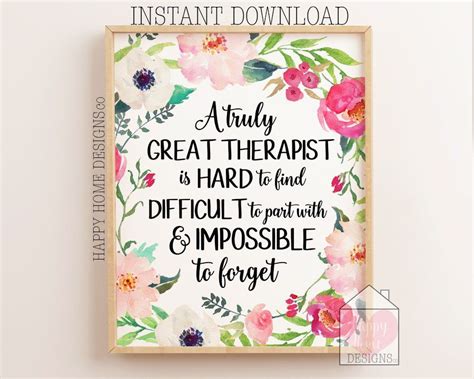 Gift For Therapist Therapist Printable A Truly Great Therapist Is