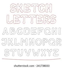 Hand Drawn Sketch Alphabet Handwritten Font Stock Illustration