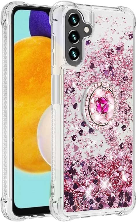 Samsung A14 Case With Ring Kickstand Glitter Bling Sparkle Quicksand