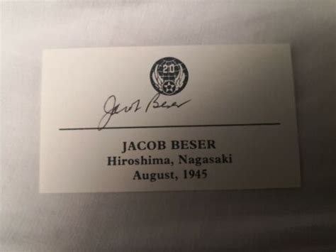 Jacob Beser 1992 Signed Autograph 5cm X 88cm Enola Gay Hiroshima