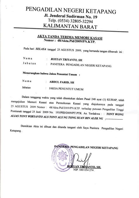 Contoh Surat Tuntutan Pidana Jaksa Penuntut Umum Contoh Surat