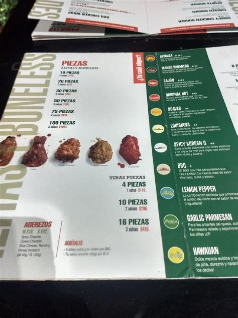 Carta Del Restaurante Wingstop Manacar Ciudad Del M Xico Av Del Los