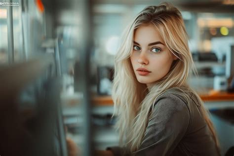 Blonde Office Worker Beautifully Captured Premium AI Generated Image
