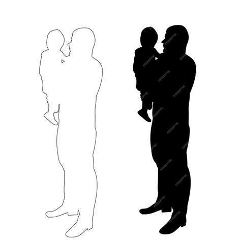 Premium Vector | Vector isolated silhouette of dad and child