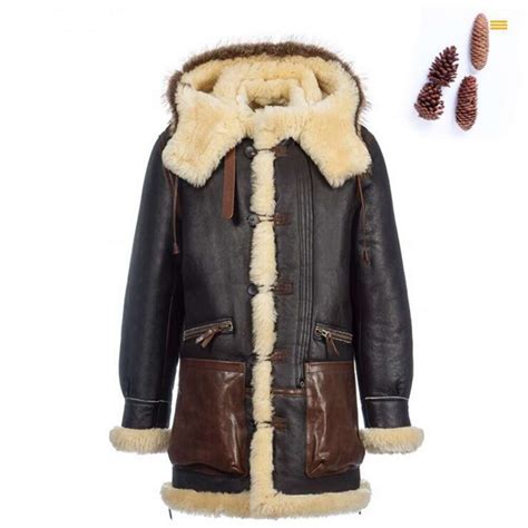 Denny Dora Men S Shearling Jacket Hood Thick Warm Winter Sheepskin Coat