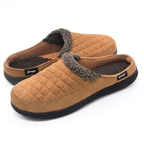 Amazon Zigzagger Men S Comfort Suede Fabric Memory Foam Slippers