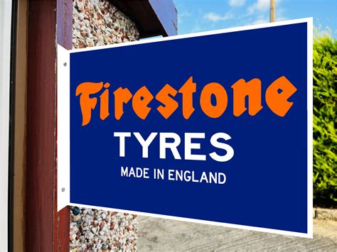 Firestone Tyres Double Sided Metal Flange Sign Auto Junk Uk Ltd