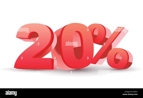 3d Shiny Red Discount Collection 20 Percent Isolated White Background