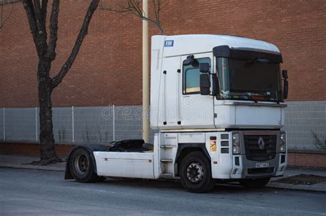 White Renault Magnum Truck Parked on the Street Editorial Stock Photo ...