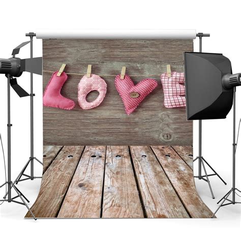 ABPHOTO Polyester 5x7ft Valentine S Day Backdrop Sweet Heart Rustic