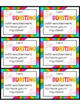 Bursting With Excitement Gift Tags For Students Back To School