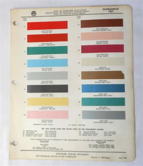 Oldsmobile Color Chart