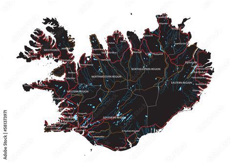 High detailed Iceland road map with labeling. Stock Vector | Adobe Stock