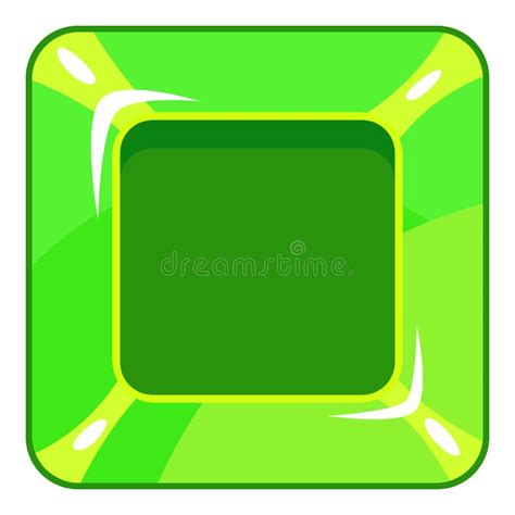 Square Green Button Icon Cartoon Style Stock Vector Illustration Of