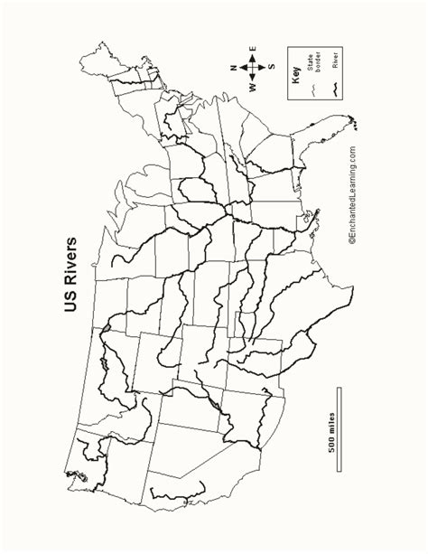 Outline Map US Rivers Enchanted Learning